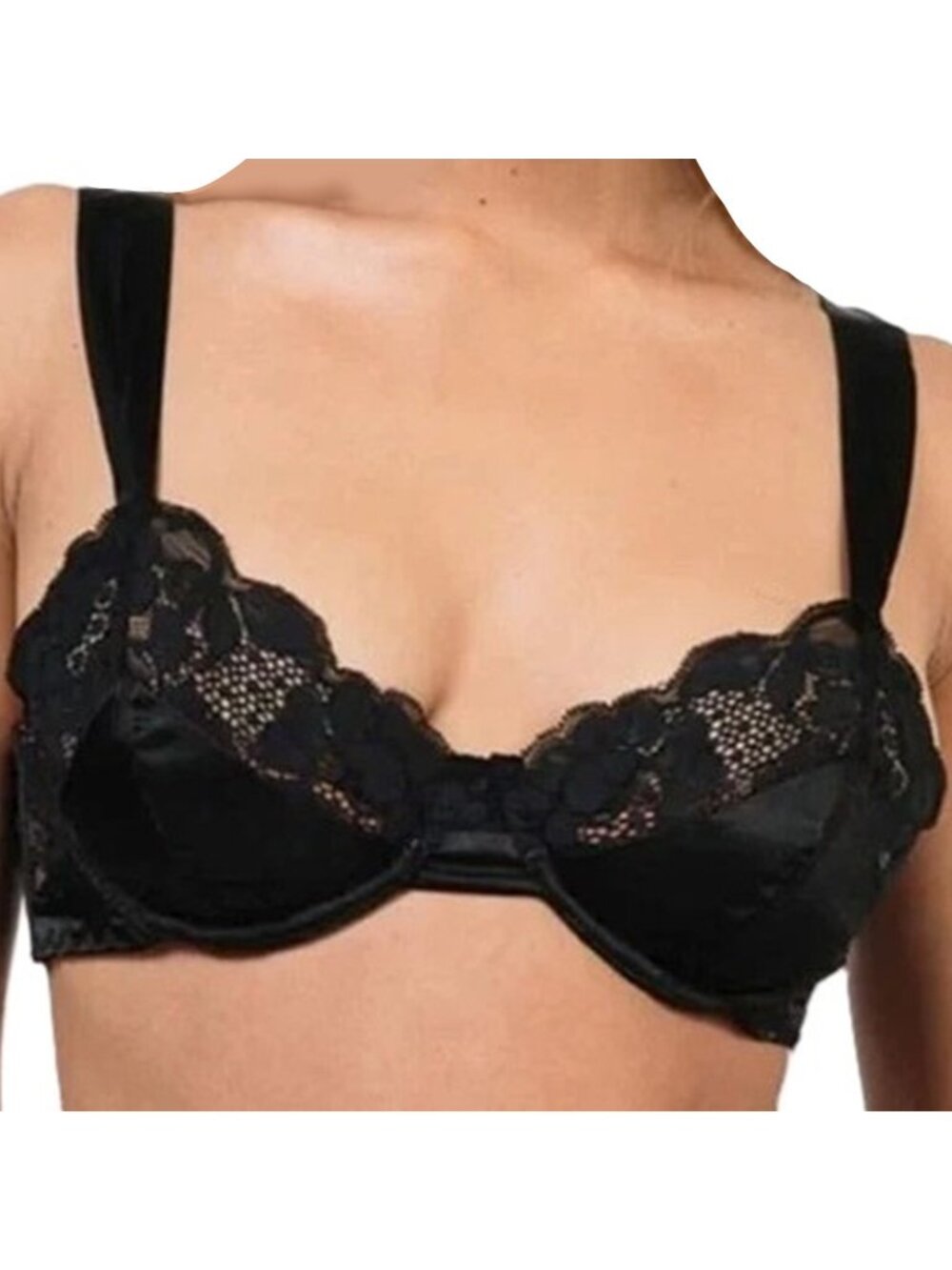 We Are HAH Free People After Hours Bra Black Lace Satin Push-up 30-38B #80025